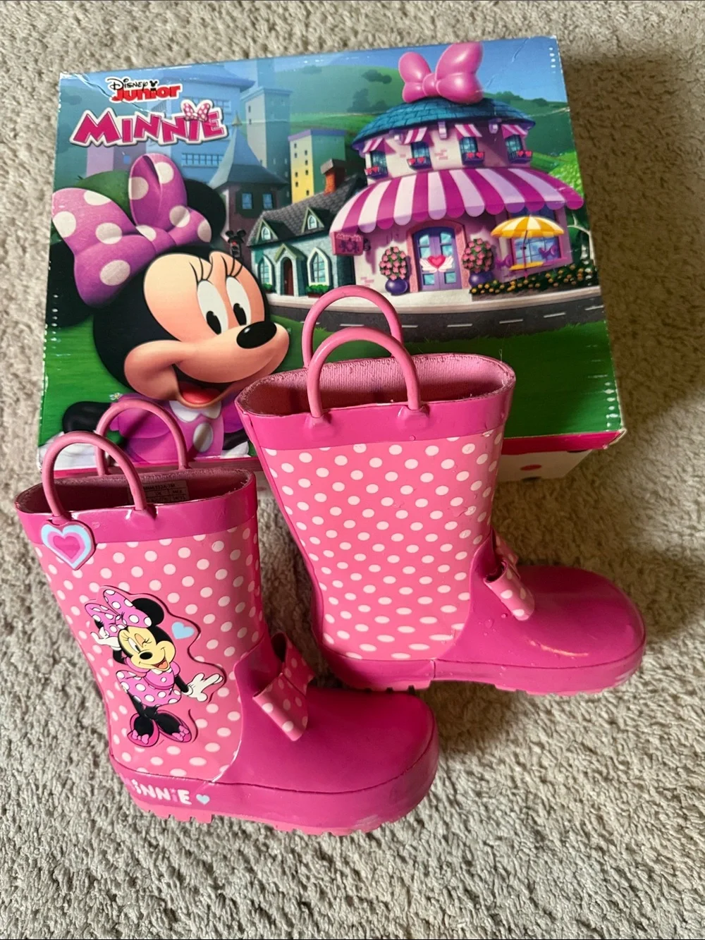 Excellent Condition • Disney Pink Polka Dot Minnie Mouse Rain Boots size 7/8